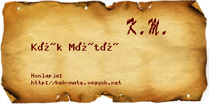 Kék Máté névjegykártya